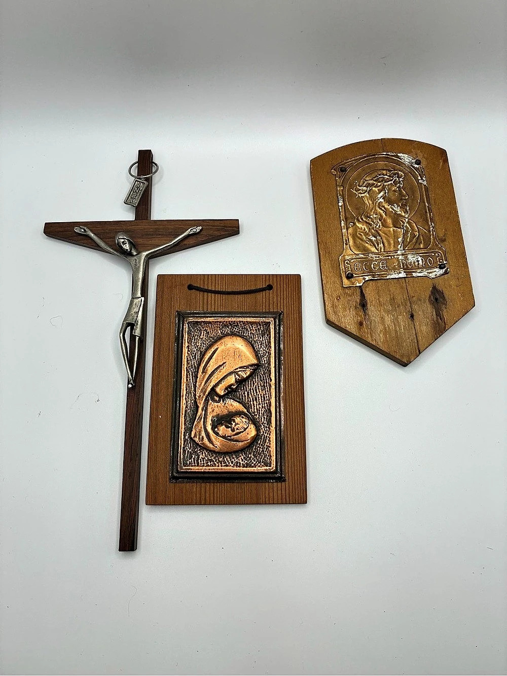 Religious Wall Decor Set in Brown & Silver